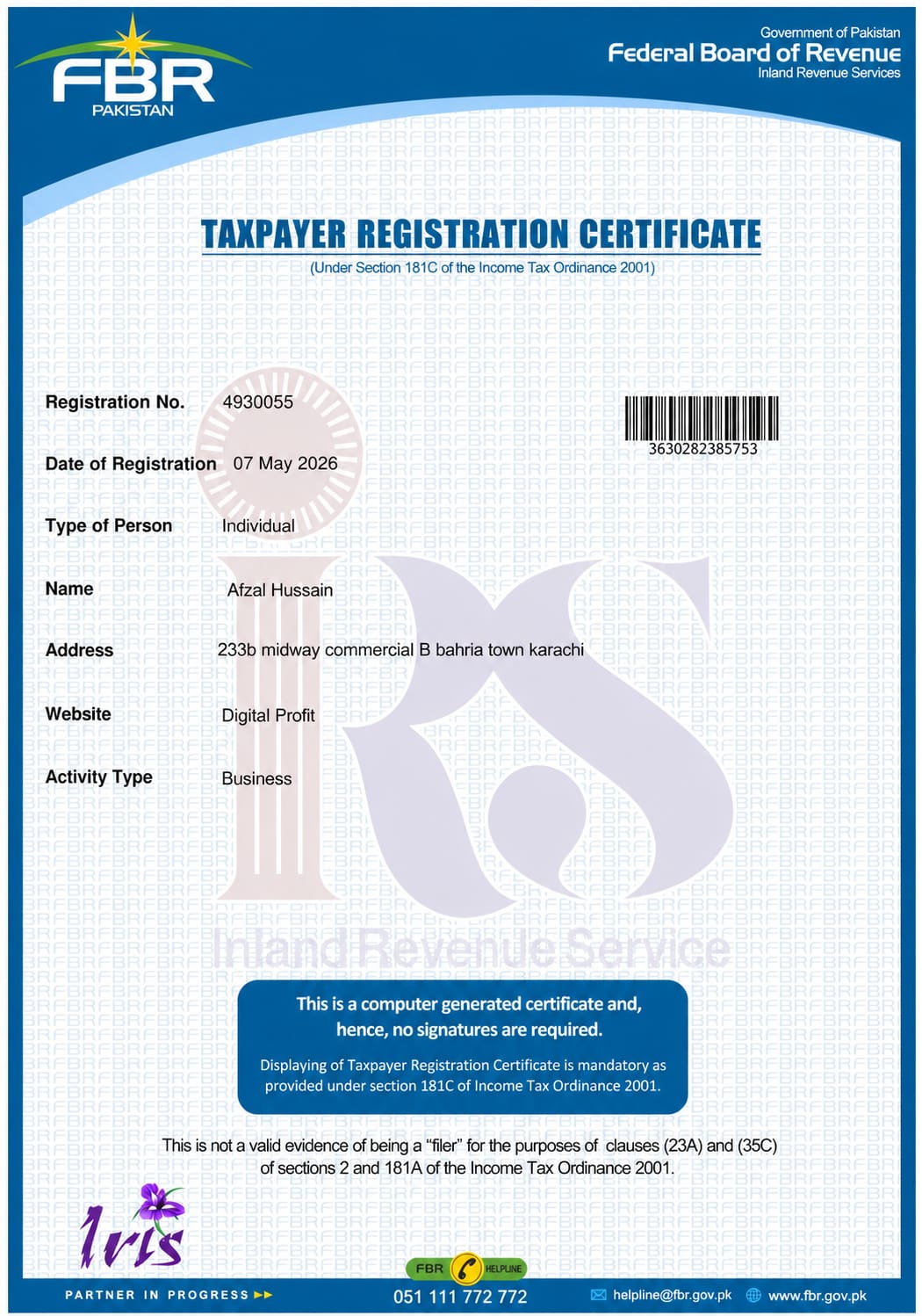Verified FBR